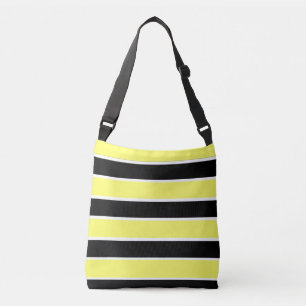 Zwarte, gele en witte strepen crossbody tas