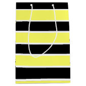 Zwarte, gele en witte strepen medium cadeauzakje (Voorkant)