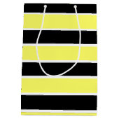 Zwarte, gele en witte strepen medium cadeauzakje (Achterkant)