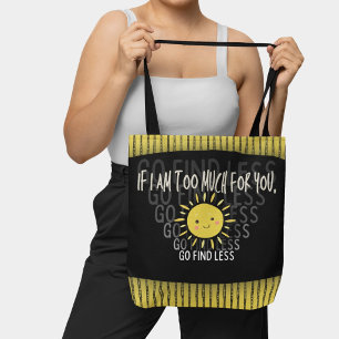 Zwarte Gele Sarcastische Vrouw Y2K Doodle Grunge Draagtas