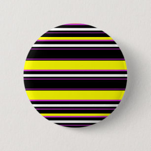 Zwarte gele strepen leuk ronde button 5,7 cm