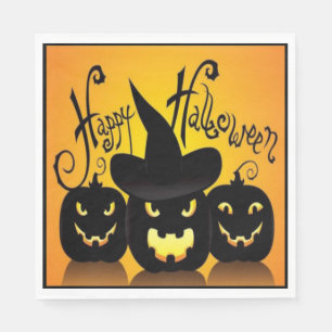Zwarte Gelukkig Halloween Pompoenen Servet