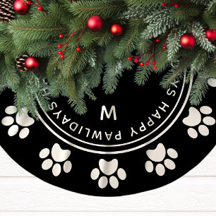 Zwarte Gelukkig Pawlidays Pootafdruk Huisdier Kers Kerstboom Rok