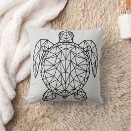 Zwarte geometrische draadframe zeeschildpad kussen