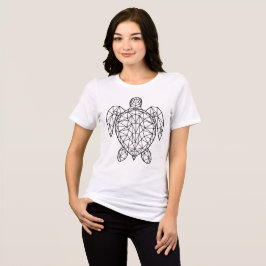 Zwarte geometrische draadframe zeeschildpad Tri-Blend shirt