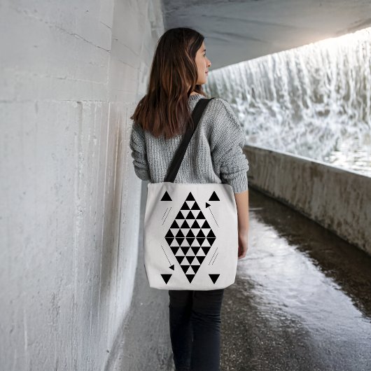 zwarte geometrische driehoeken draagtas