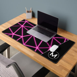 Zwarte geometrische driehoeken neon roze lijnen Mo Bureaumat