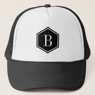 Zwarte Geometrische Ooctagon Monogram Trucker Pet