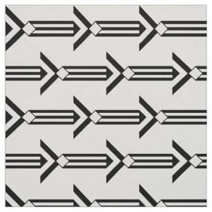 Zwarte Geometrische Pijlen op Witte Stof