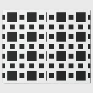 Zwarte geometrische vierkanten cadeaupapier