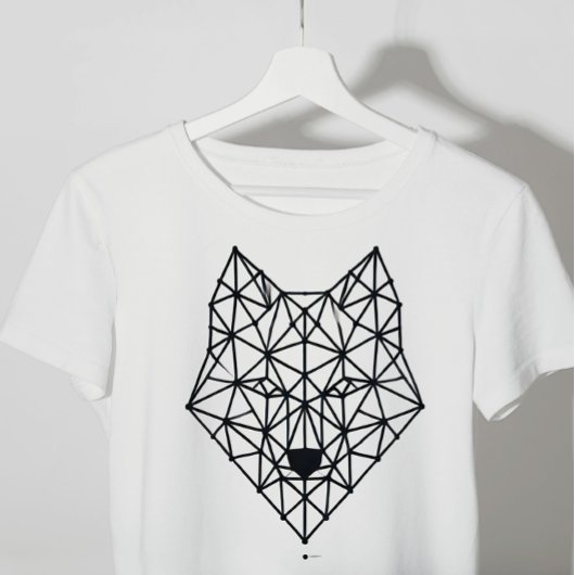 zwarte geometrische wolf t-shirt