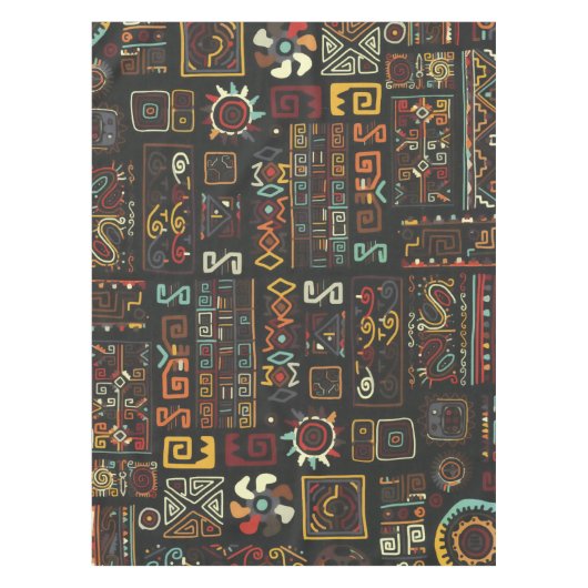  zwarte geoometrische Afrikaanse doodle Tafelkleed (Voorkant)