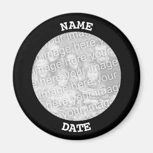 Zwarte gepersonaliseerde ronde fotokader magneet