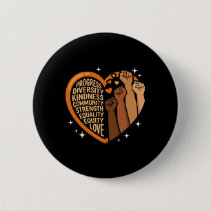 Zwarte Geschiedenis Hart Vuisten Diversiteit Gelij Ronde Button 5,7 Cm