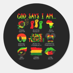 Zwarte Geschiedenis Juneteenth God Zegt Ik Ben Chr Ronde Sticker