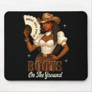 Zwarte Geschiedenis Laarzen Op De Grond Cowgirl We Muismat