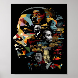 Zwarte geschiedenis leiders collage inspirerend poster