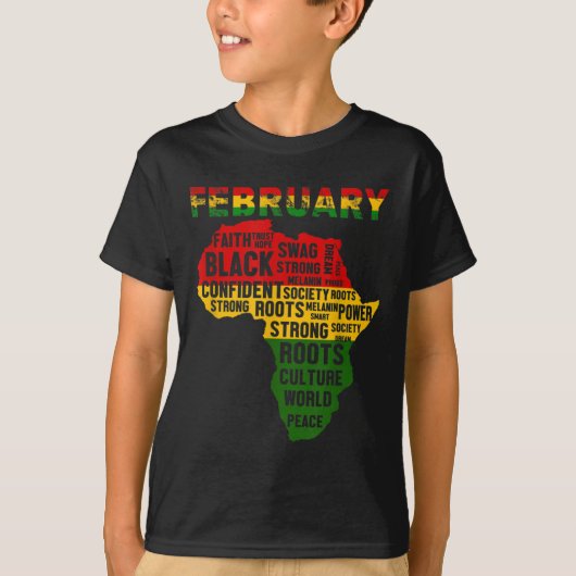 Zwarte geschiedenis Maand Afrikaanse kaart kleuren T-shirt (Voorkant)