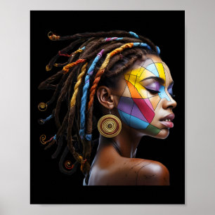 Zwarte Geschiedenis Maand Loc'd Haar Kunst Zwarte Poster