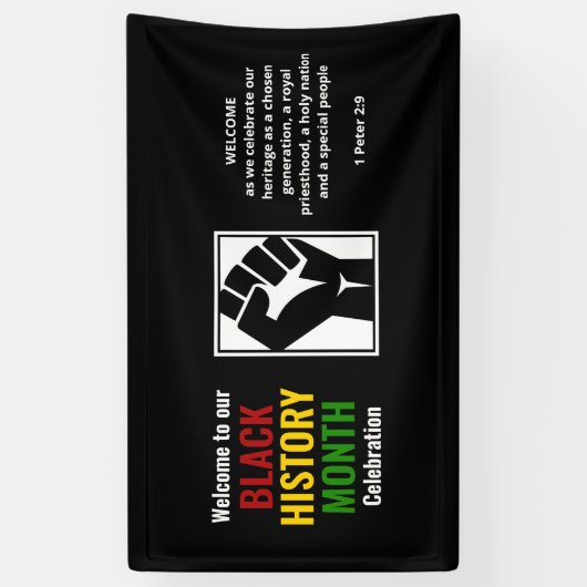 ZWARTE GESCHIEDENIS MAAND Welkom Viering Power Fis Spandoek (Verticaal)