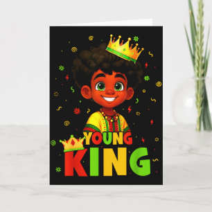 Zwarte Geschiedenis Maand Zwarte Jonge Koning Afro Kaart