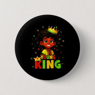 Zwarte Geschiedenis Maand Zwarte Jonge Koning Afro Ronde Button 5,7 Cm