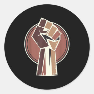Zwarte geschiedenis Macht Eenheid Hand Afro Motiva Ronde Sticker