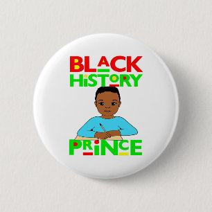 Zwarte Geschiedenis Prins Melanine Jongen Zoon Bru Ronde Button 5,7 Cm