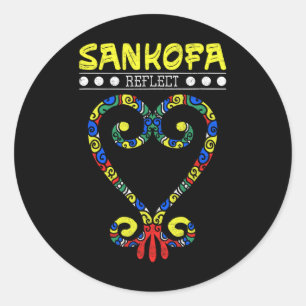 Zwarte geschiedenis Sankofa hart weerspiegelen Afr Ronde Sticker