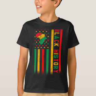 Zwarte Geschiedenis Usa Amerikaanse Vlag Maand Afr T-shirt