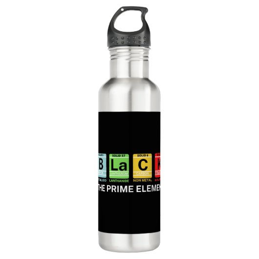 Zwarte geschiedenis van het eerste element waterfles  (Voorkant)