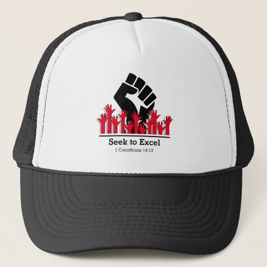 Zwarte geschiedenis ZOEKT om Power Fist MLK Custom Trucker Pet (Voorkant)