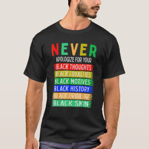 Zwarte geschiedenismaand geeft nooit excuses aan v t-shirt
