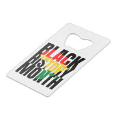 Zwarte geschiedenismaand kredietkaart flessenopener (Voorkant Gekanteld)