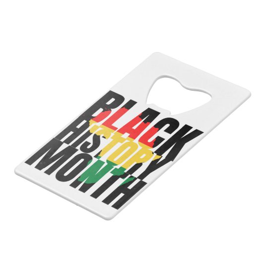 Zwarte geschiedenismaand kredietkaart flessenopener (Achterkant Gekanteld)
