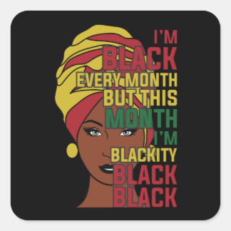 Zwarte geschiedenismaand Zwarte Woman Afro Vierkante Sticker