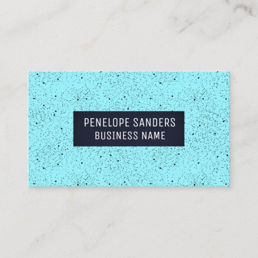 Zwarte gespikkelde blauwe achtergrond visitekaartje (Voorkant)