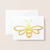 Zwarte gestileerde bijenillustratie folie kaarten (Voorkant met envelop)
