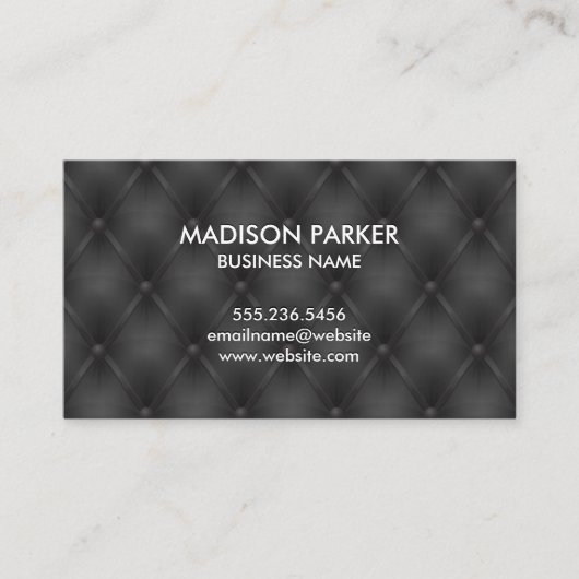 Zwarte gestoffeerde achtergrond visitekaartje (Voorkant)