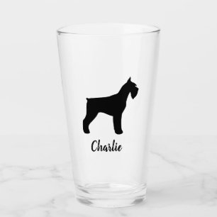 Zwarte Giant Schnauzer Silhouette Custom Hondenlie Glas