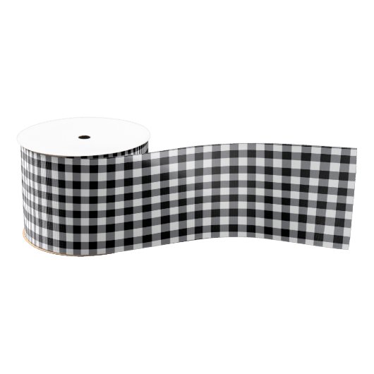 Zwarte Gingham Grosgrain Ribbon Grosgrain Lint (Spoel)