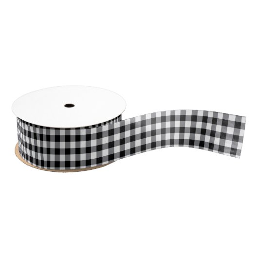 Zwarte Gingham Grosgrain Ribbon Lint (Spoel)