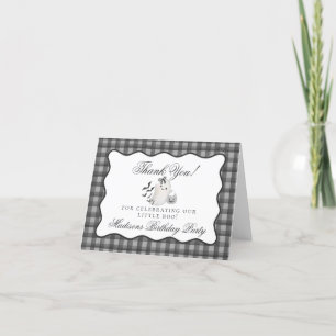 Zwarte Gingham Kleine Boo Geest Verjaardag Bedankt