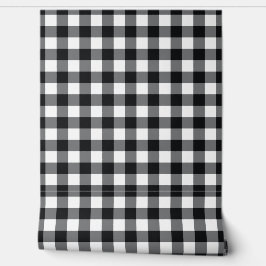 Zwarte Ginghamruit Buffalo Plaid Behang
