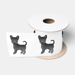 Zwarte gladharige Chihuahua Schattige Cartoon Hond Lint