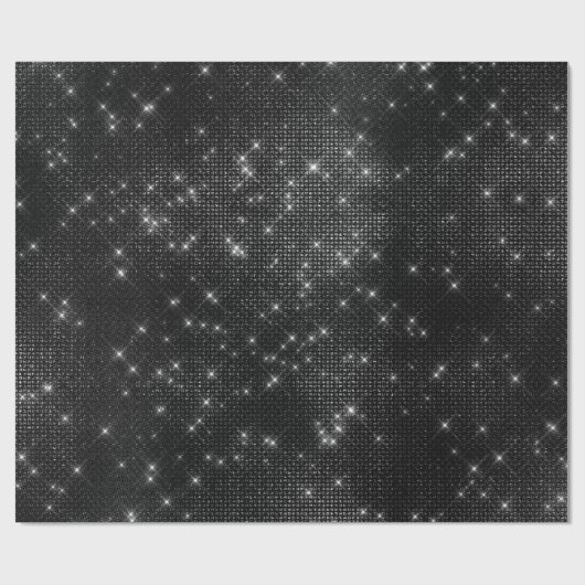 Zwarte glam Glitter Stars Sparkly Minimal Sequin Cadeaupapier (Vlak)