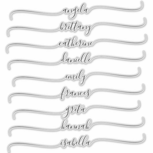 Zwarte Glam Signature Names with Long Swashes Sticker (Voorkant)