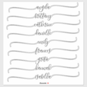 Zwarte Glam Signature Names with Long Swashes Sticker