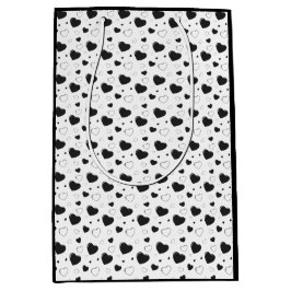 Zwarte glanzende harten schattig romantisch patroo medium cadeauzakje