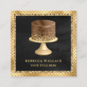 Zwarte Glitter Aangepaste Chocolade Cake Bakery Vierkante Visitekaartje (Voorkant)